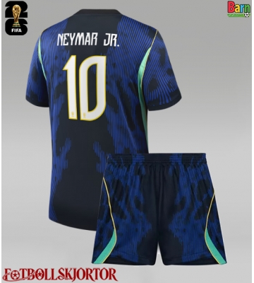 Brasilien Neymar Jr #10 Borta Kläder Barn VM 2026 Kortärmad (+ Korta byxor)